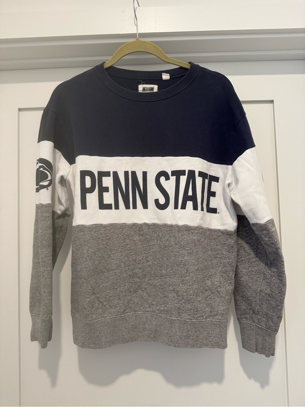 Penn State Colorblock Crewneck Sweater - Navy White Gray